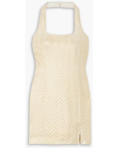 Missoni Cotton-blend Jacquard Halterneck Mini Dress - Natural