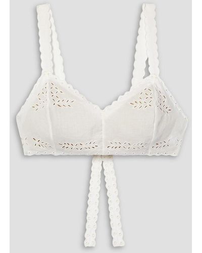 Miguelina Jules Broderie Anglaise Cotton-voile Bra Top - White