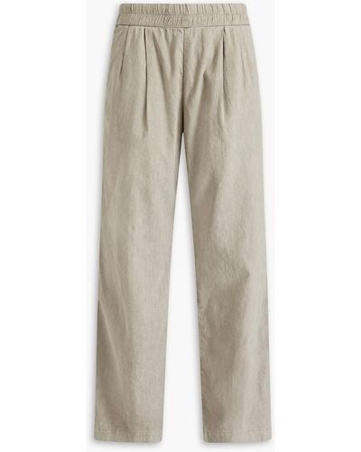 James Perse Pleated Linen-blend Straight-leg Trousers - White