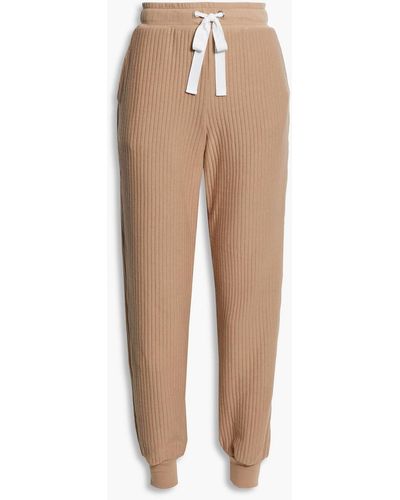 The Range Ribbed Cotton-blend Jersey Track Trousers - Brown
