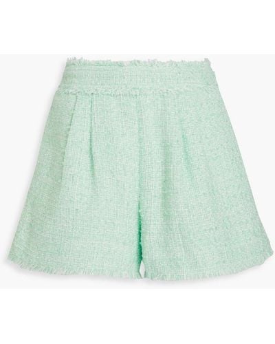 Aje. Emmeline Pleated Bouclé-tweed Shorts - Green