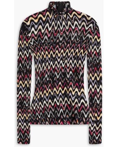 Missoni Crochet-knit Turtleneck Sweater - Black