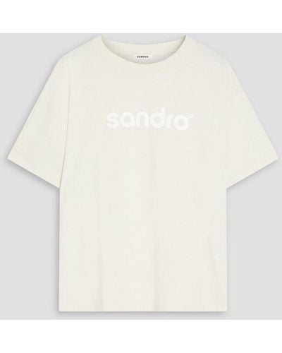 Sandro T-shirt aus baumwoll-jersey mit logoprint - Weiß