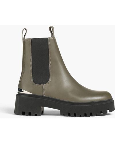 Maje Leather Chelsea Boots - Green