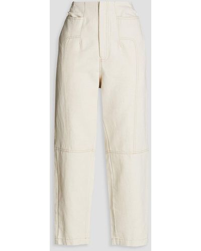 Gentry Portofino Cotton And Linen-blend Canvas Tapered Pants - Natural