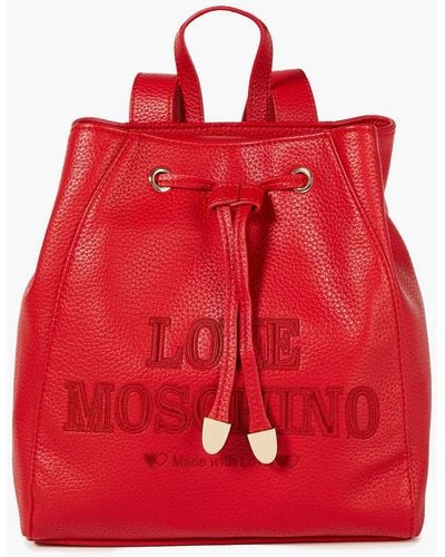 Love Moschino Embroide Faux Pebbled-leather Backpack - Red