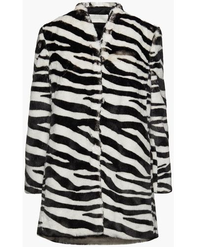 Michelle Mason Zebra-print Faux Fur Coat - Black
