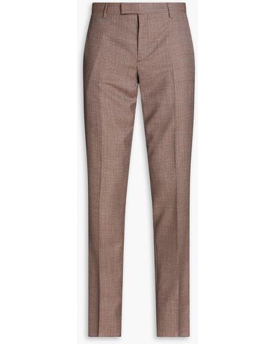 Paul Smith Slim-fit Checked Wool Trousers - Brown