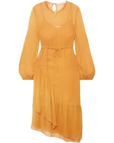 See By Chloé Ruffled Silk-georgette Dress - Yellow