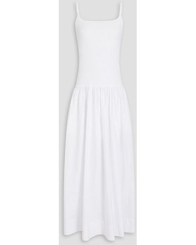 Bassike Ribbed Cotton-blend Jersey And Poplin Maxi Dress - White