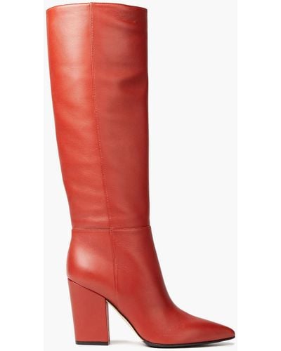 Sergio Rossi Leather Knee Boots - Red