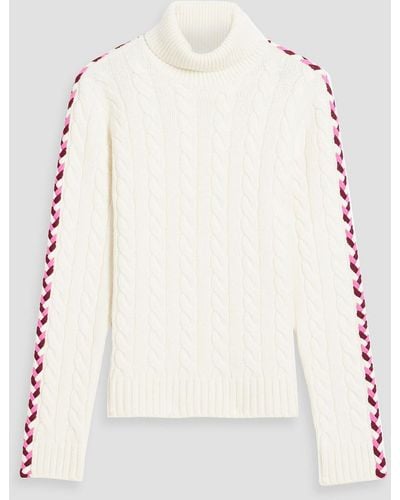 10 Crosby Derek Lam Embroidered Cable-knit Wool Turtleneck Jumper - White