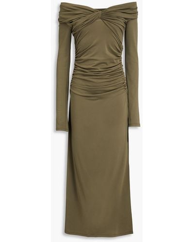 TOVE Off-the-shoulder Twisted Stretch-jersey Midi Dress - Green