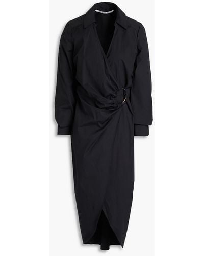 Veronica Beard Afton Wrap-effect Cotton-blend Poplin Midi Dress - Black