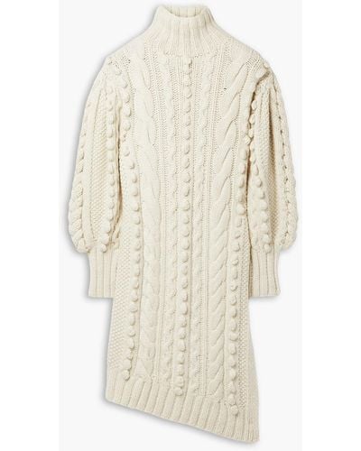 Ulla Johnson Frida Asymmetric Cable-knit Wool Turtleneck Tunic - White