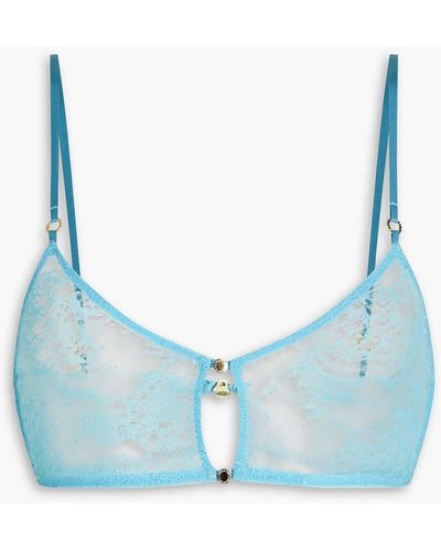 Stella McCartney Satin-trimmed Lace Bra - Blue