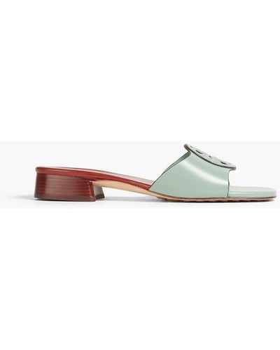 Tory Burch Embellished Leather Mules - Green