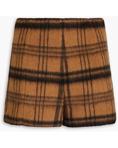 RED Valentino Checked Wool-blend Felt Mini Skirt - Brown