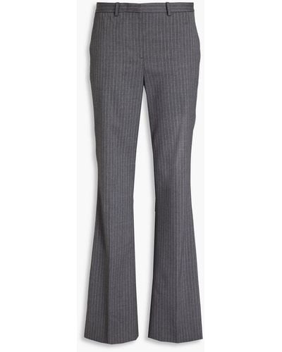 Theory Pinstriped Wool-blend Twill Flared Trousers - Grey