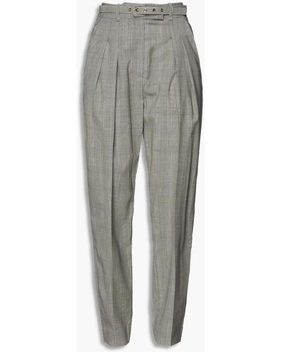 Zimmermann Luminous Belted Prince Of Wales Checked Wool Tapered Pants - Gray