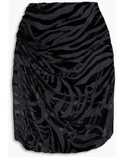 IRO Nizart Ruched Devoré-velvet Mini Skirt - Black