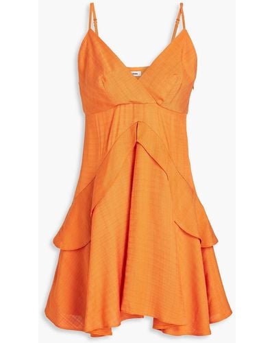 Sandro Gisele Ruffled Canvas Mini Dress - Orange