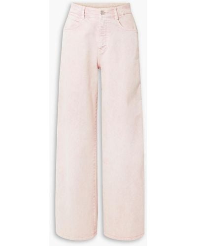 Stella McCartney Canvas-trimmed High-rise Wide-leg Jeans - Pink