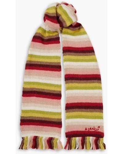 Alanui Under The Northern Sky Fringed Striped Alpaca-blend Scarf - Red