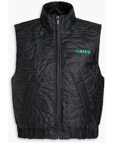 Ganni Quilted Shell Vest - Black