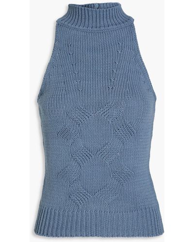 Jonathan Simkhai Ellie Cutout Pointelle-knit Cotton-blend Vest - Blue