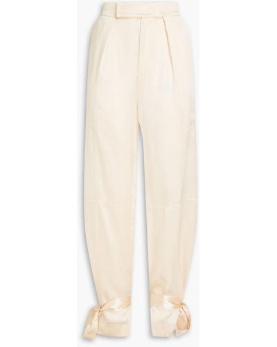 Nicholas Erato Tie-detailed Silk-satin Tapered Trousers - White