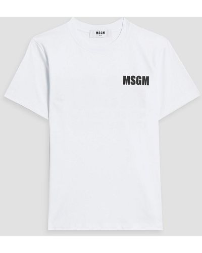 MSGM Printed Cotton-jersey T-shirt - White