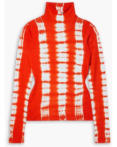 Proenza Schouler Tie-dyed Stretch-knit Turtleneck Top - Red
