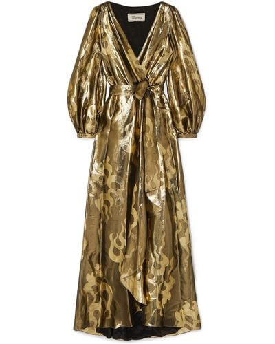 Temperley London Eda Wrap-effect Silk And Lurex-blend Jacquard Maxi Dress - Metallic