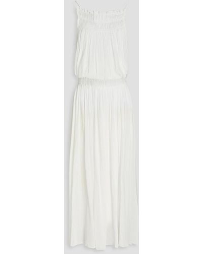 Three Graces London Gisella Crinkled Cotton-gauze Maxi Dress - White