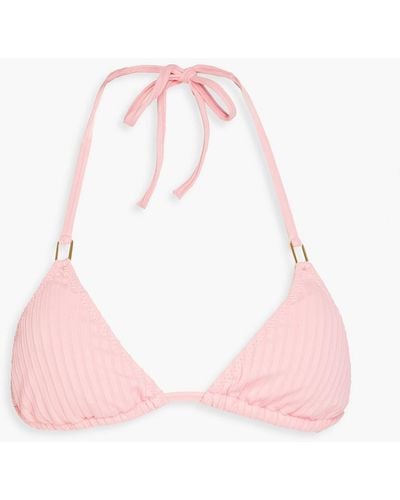 Melissa Odabash Cancun Ribbed Triangle Bikini Top - Pink