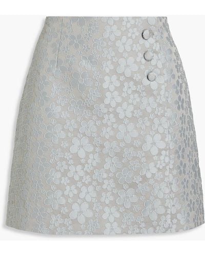 ALEXACHUNG Wrap-effect Button-embellished Cloqué Mini Skirt - Grey