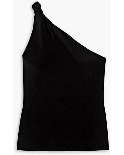 Galvan London Persephone oberteil aus stretch-strick mit asymmetrischer schulterpartie - Schwarz