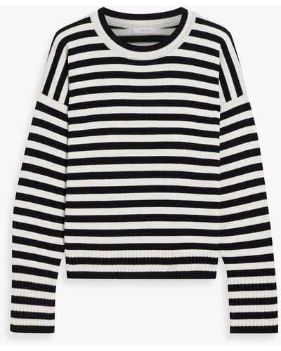 Iris & Ink Molly Striped Merino Wool Sweater - Black