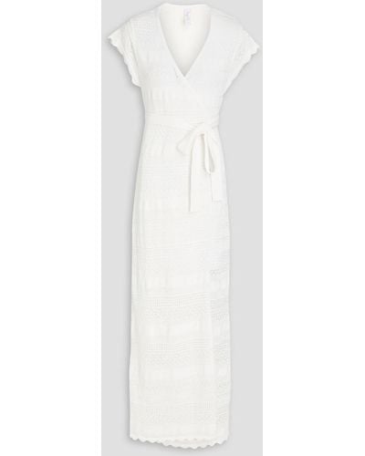 Tigerlily Odeta Elio Crochet-knit Maxi Wrap Dress - White