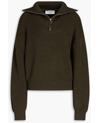 Officine Generale Tiphanie Merino Wool Half-zip Sweater - Green