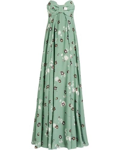 Valentino Garavani Strapless Bow-detailed Floral-print Silk Crepe De Chine Gown - Green