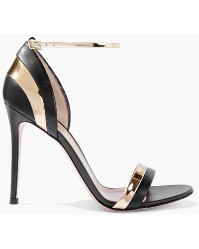 Gianvito Rossi Olga Smooth And Mirrored-leather Sandals - White