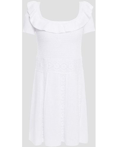 RED Valentino Ruffled Crochet-knit Cotton Mini Dress - White