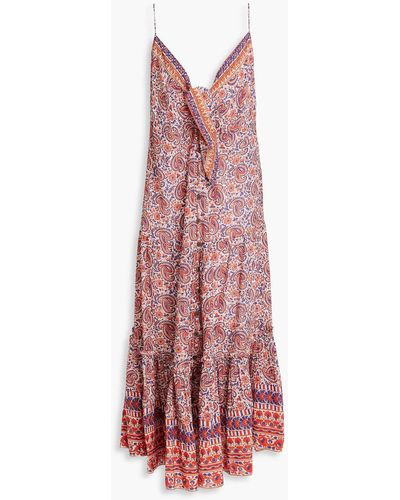 Veronica Beard Abilene ruffled paisley-print jacquard mini dress - Rot