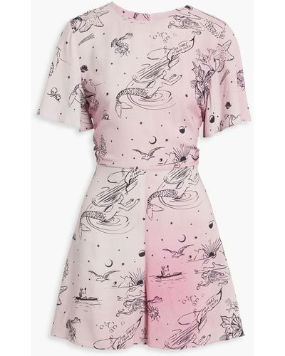 Paul Smith Cutout Printed Crepe Jumpsuit - Pink
