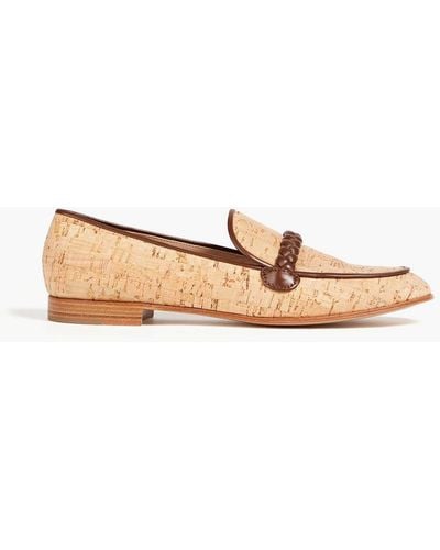 Gianvito Rossi Leather-trimmed Cork-effect Loafers - Natural