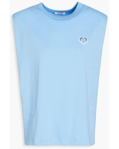 Sandro Zelian Logo-appliquéd Cotton-jersey T-shirt - Blue