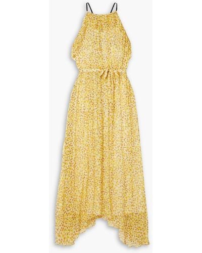 Jason Wu Belted Ruffled Floral-print Silk-chiffon Halterneck Midi Dress - Yellow