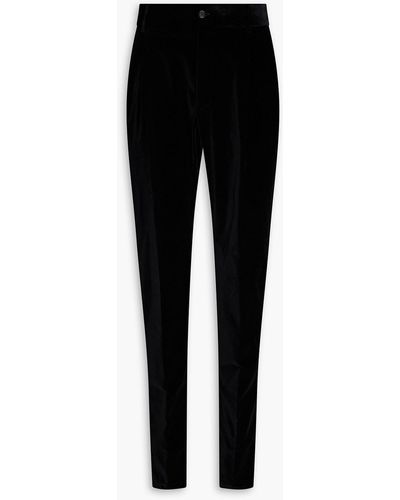 Dolce & Gabbana Pleated Cotton-blend Velvet Pants - Black